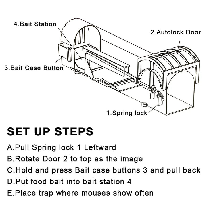 Self-Locking Reusable Humane Mouse Trap