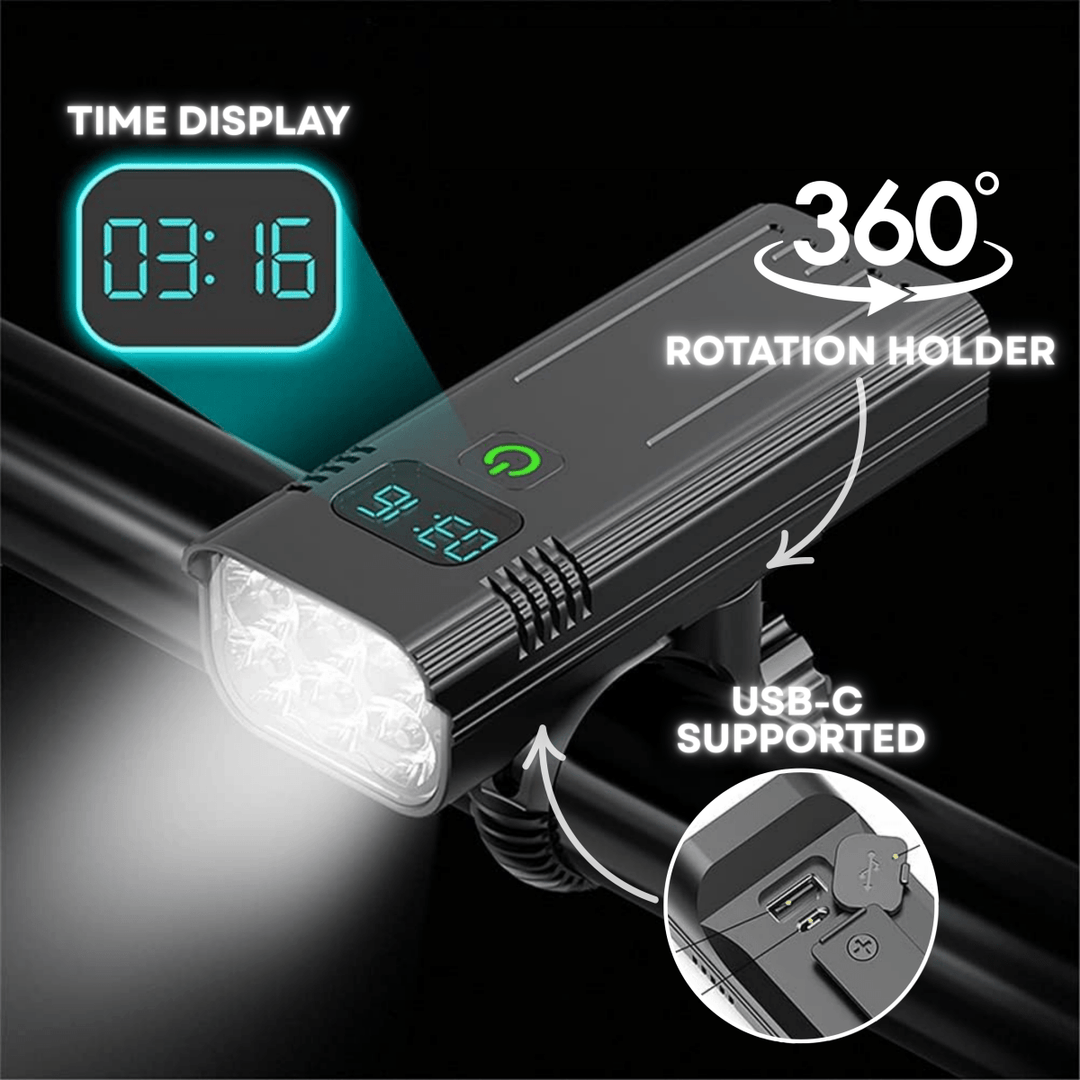 5000 Lumen Bike Light with 12 LEDs &amp; USB-C Rechargeable Battery