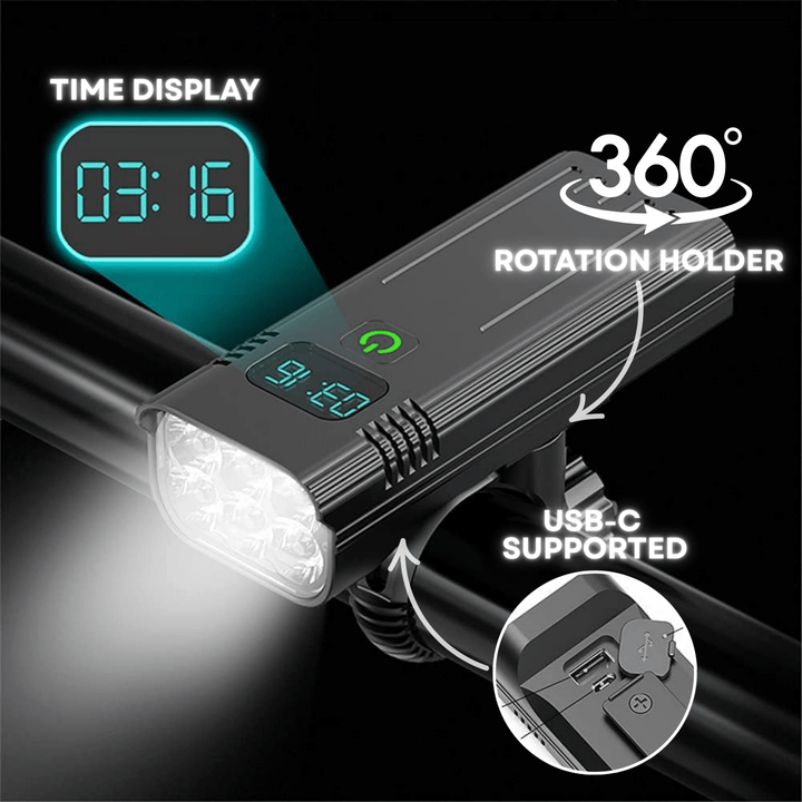 5000 Lumen Bike Light with 12 LEDs &amp; USB-C Rechargeable Battery