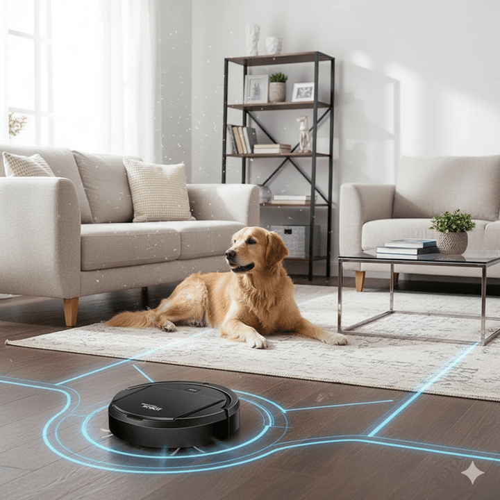 Smart robot vacuum cleaner with ultra-quiet cleaning and HEPA filtration
