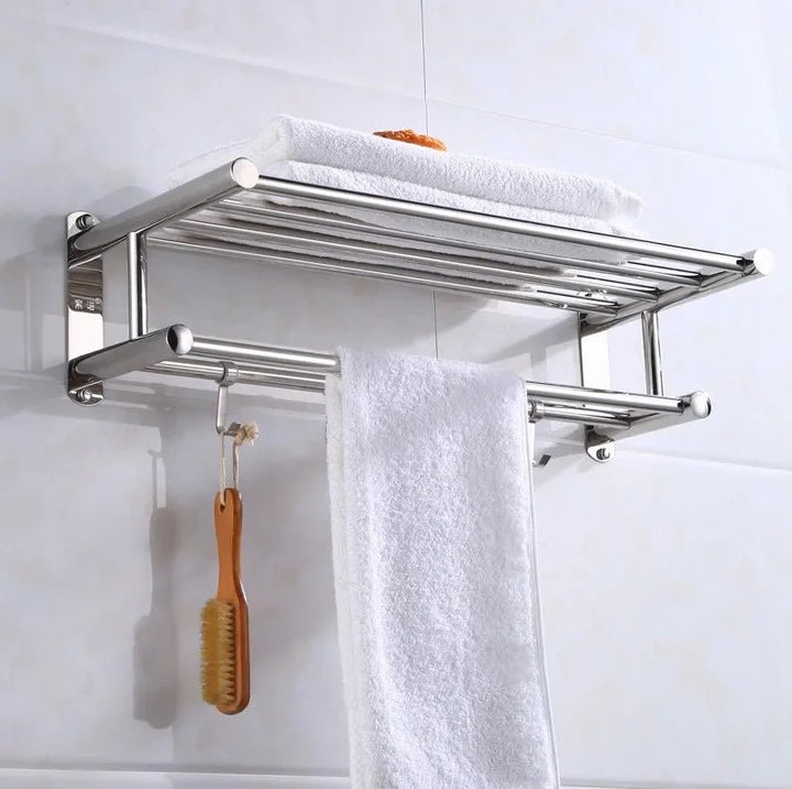 Space-saving wall rack with modern minimalist design for bathroom and kitchen