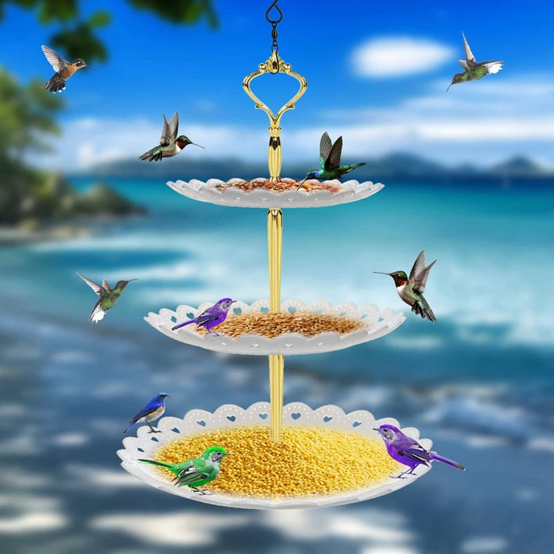 3-Tier Hanging Bird Feeder &amp; Bird Bath Combo