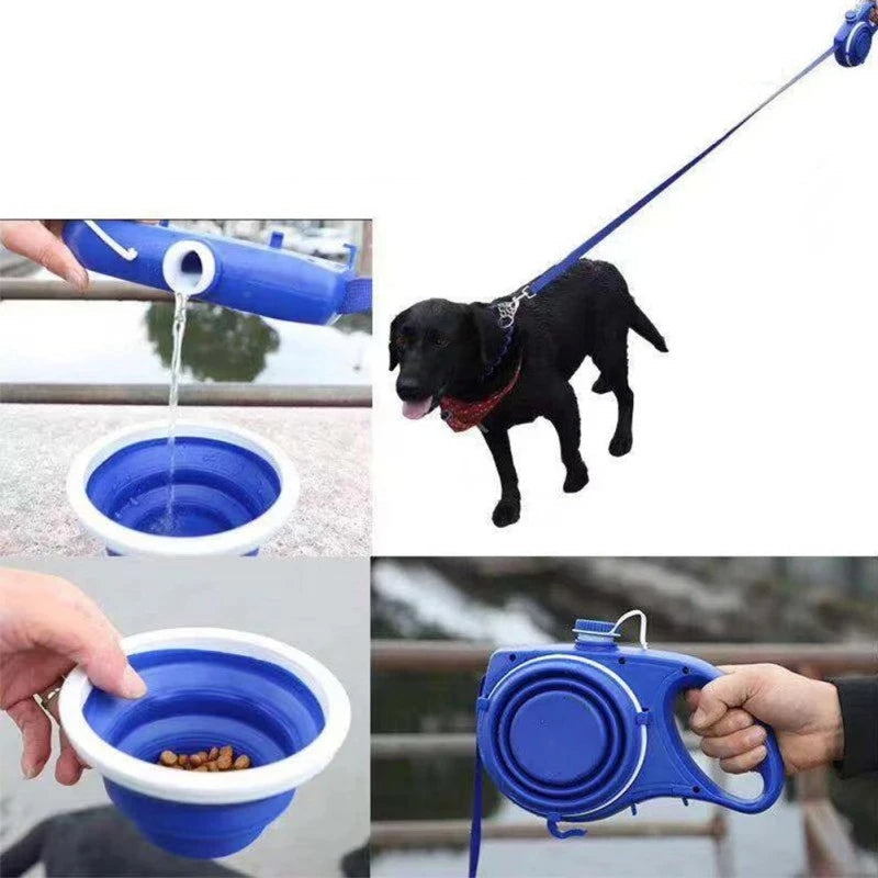 4-in-1 Multifunctional Dog Leash with Water Bottle &amp; Bowl