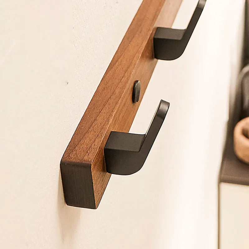 Minimalist Wall-Mounted Coat Hook with Wood &amp; Metal Coat Holder