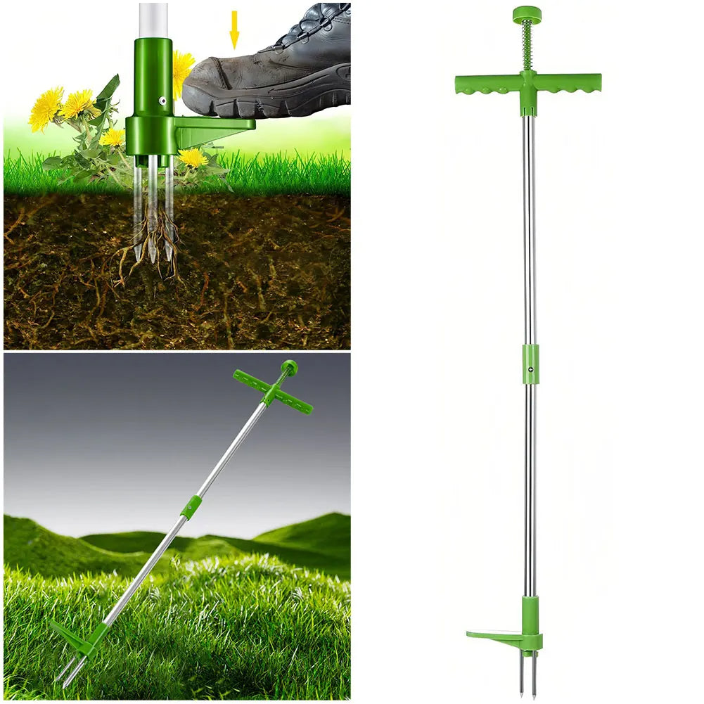 Long Handle Weed Puller Tool with Foot Pedal &amp; Claw Design