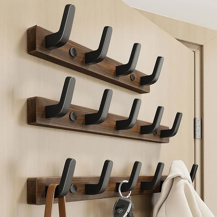 Minimalist Wall-Mounted Coat Hook with Wood &amp; Metal Coat Holder