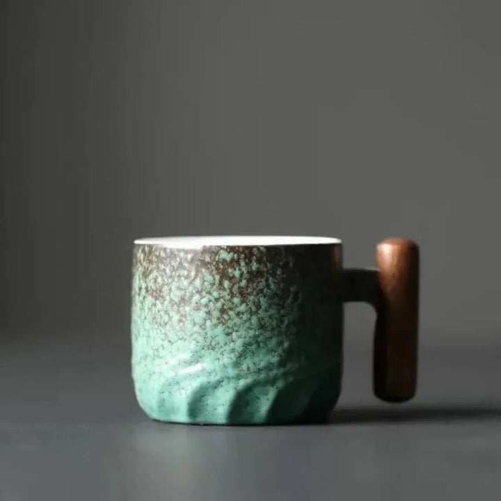 Vintage Espresso Cups With Wooden Handle