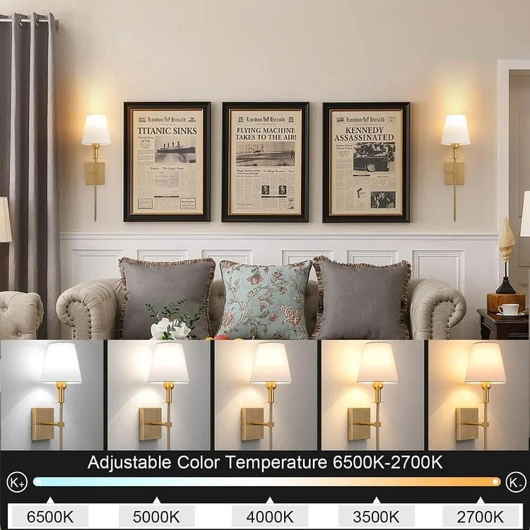 Rechargeable Wireless Wall Light Set (2 Pack) - Battery-Powered Indoor &amp; Outdoor Lighting for Home, Patio, and Garden