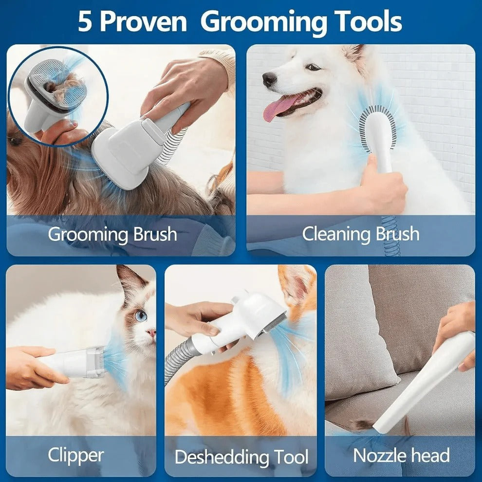 Low-Noise Dog Grooming Vacuum with Full Pet Hair Clippers &amp; Brush Kit | Large 77.7oz Capacity