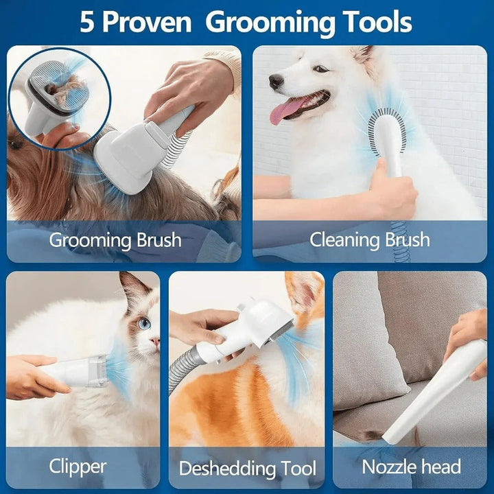 Low-Noise Dog Grooming Vacuum with Full Pet Hair Clippers &amp; Brush Kit | Large 77.7oz Capacity