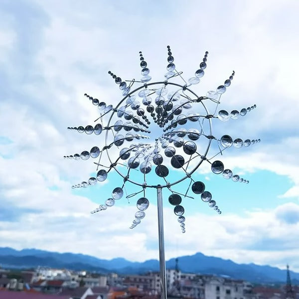Metal Garden Windmill - Dual Motion Decorative Wind Spinner for Unique Garden Decor &amp; Perfect Gift