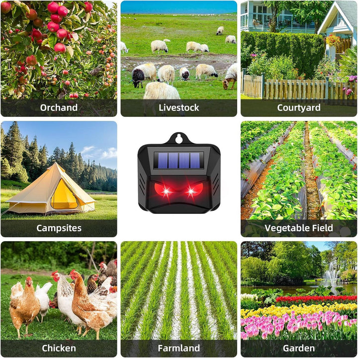 2pcs Solar Powered Ultrasonic Animal Repellent