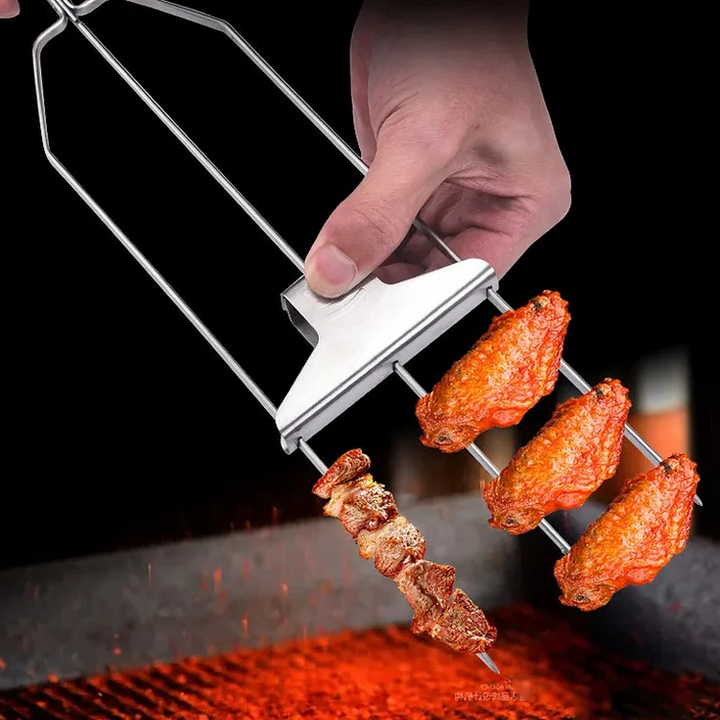 Three-prong grill skewer set